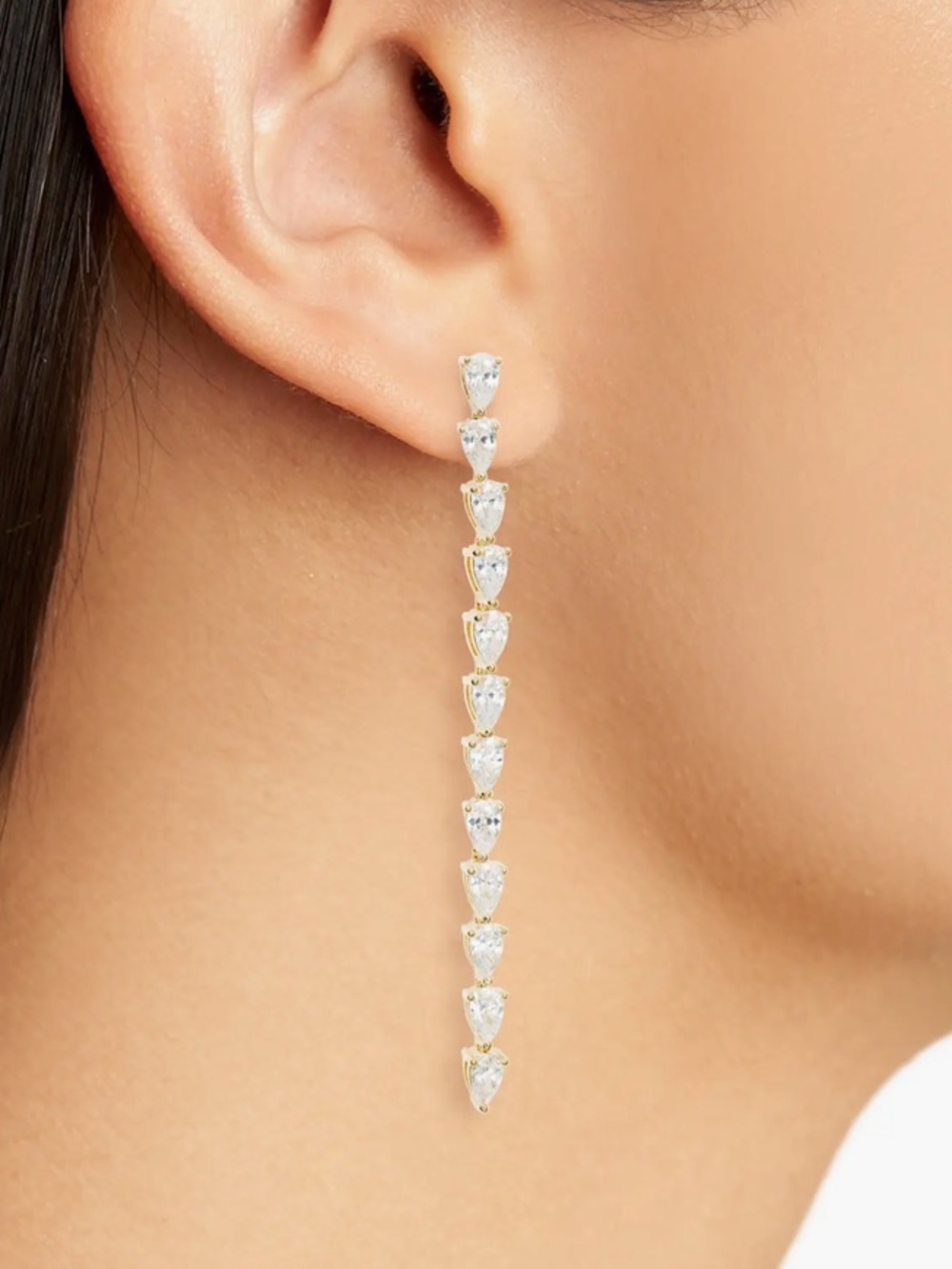 Nordstrom Gold Linear Drop Earrings with Clear Stones